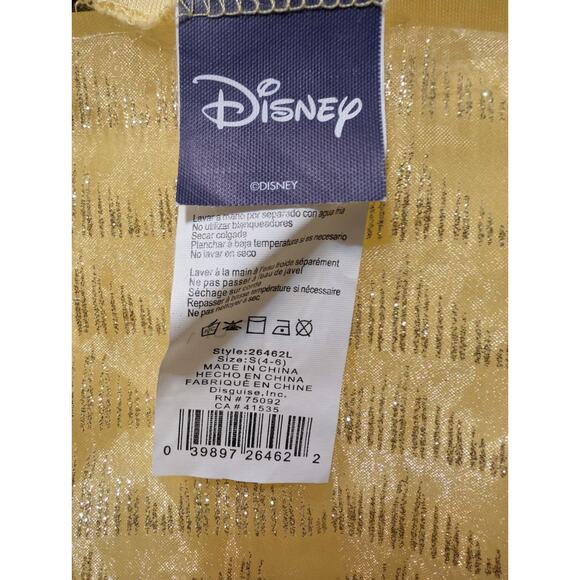 Disney Princess Belle Yellow Dress Girls Halloween Costume Dress-Up Size S 4-6 - Picture 6 of 10
